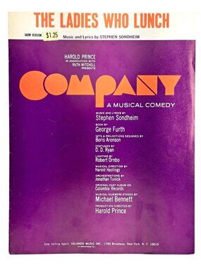 Vintage The Ladies Who Lunch Sheet Music Company Stephen Sondheim 1970 Broadway